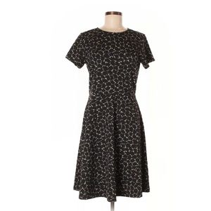 Ann Taylor LOFT Dress Womens 8T Medium Tall A-Line Black and White Short Sleeves